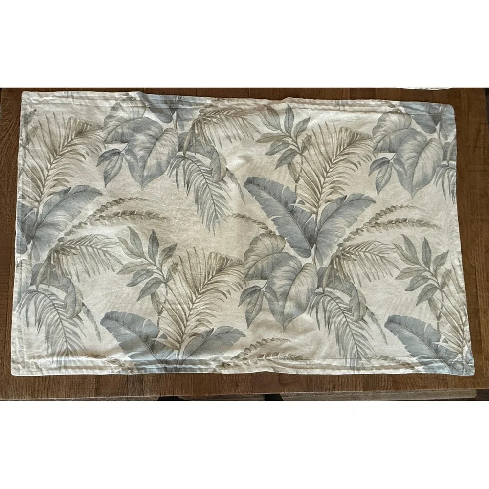 Tommy Bahama Home Tropical Palm Leaf Standard Pillow Shams Set of 2 Coastal Blue